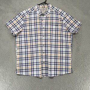 Eddie‎ Bauer Hiking Shirt Mens XL Plaid Vented Short Sleeve Button Up Summer